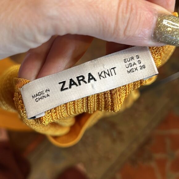 Zara Knit Yellow-Orange Knotted Shoulder Strap Maxi Dress, S! - Picture 8 of 9
